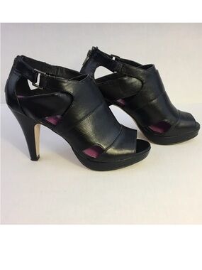 Madden Girl Black Peep-Toe Cutout Platform Heels